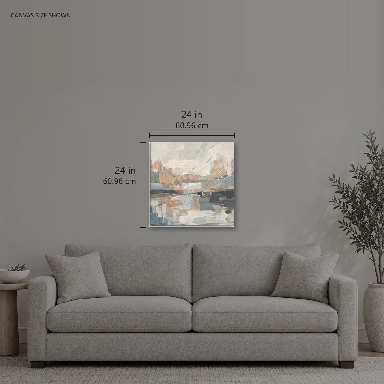 POSITANO — Canvas shown: 24 W × 24 H in (60.96 × 60.96 cm). Room reference; other formats and framed outside dimensions differ.