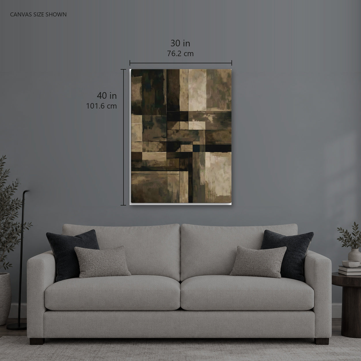 DRUSUS III — Canvas shown: 30 W × 40 H in (76.2 × 101.6 cm). Room reference; other formats and framed outside dimensions differ.