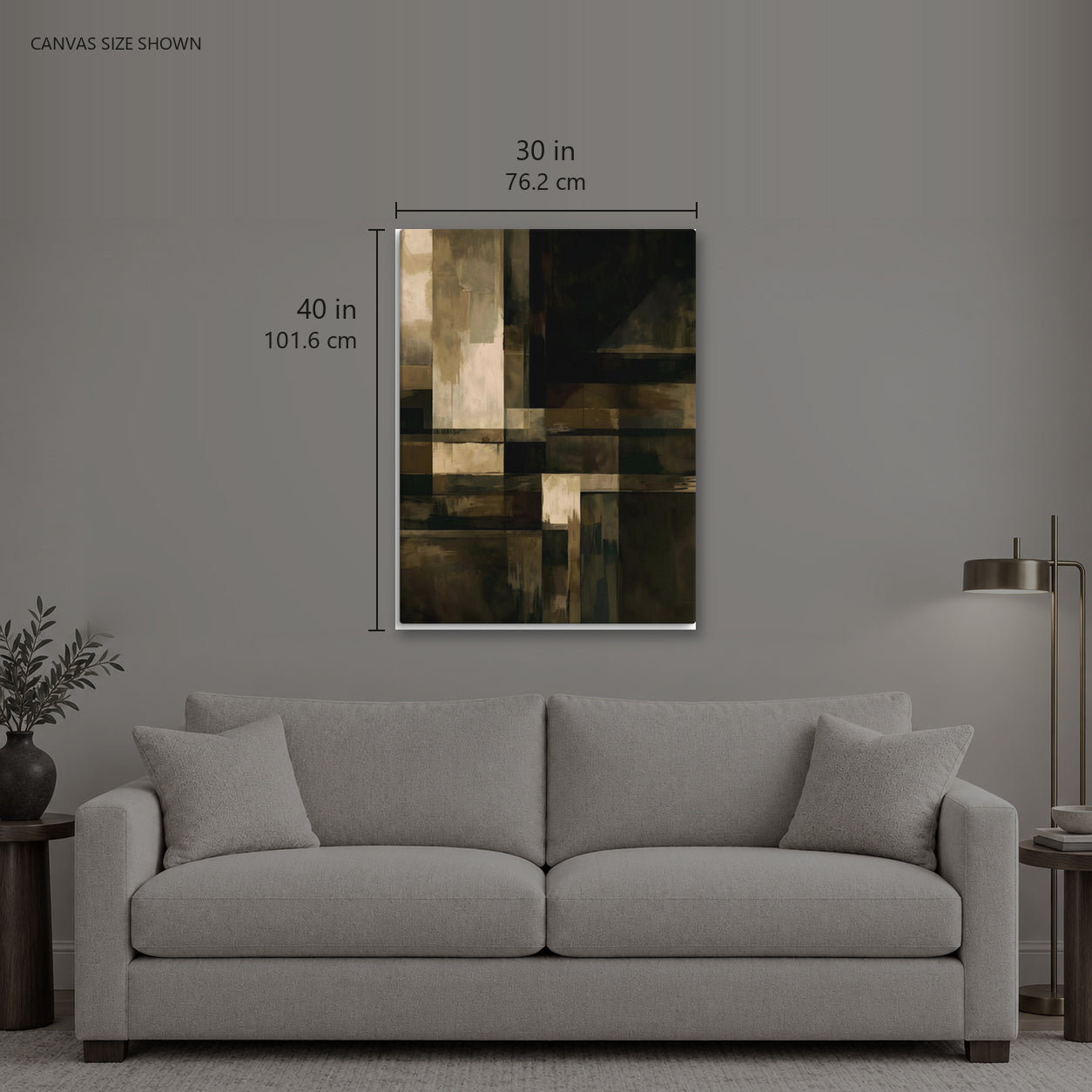 DRUSUS — Canvas shown: 30 W × 40 H in (76.2 × 101.6 cm). Room reference; other formats and framed outside dimensions differ.