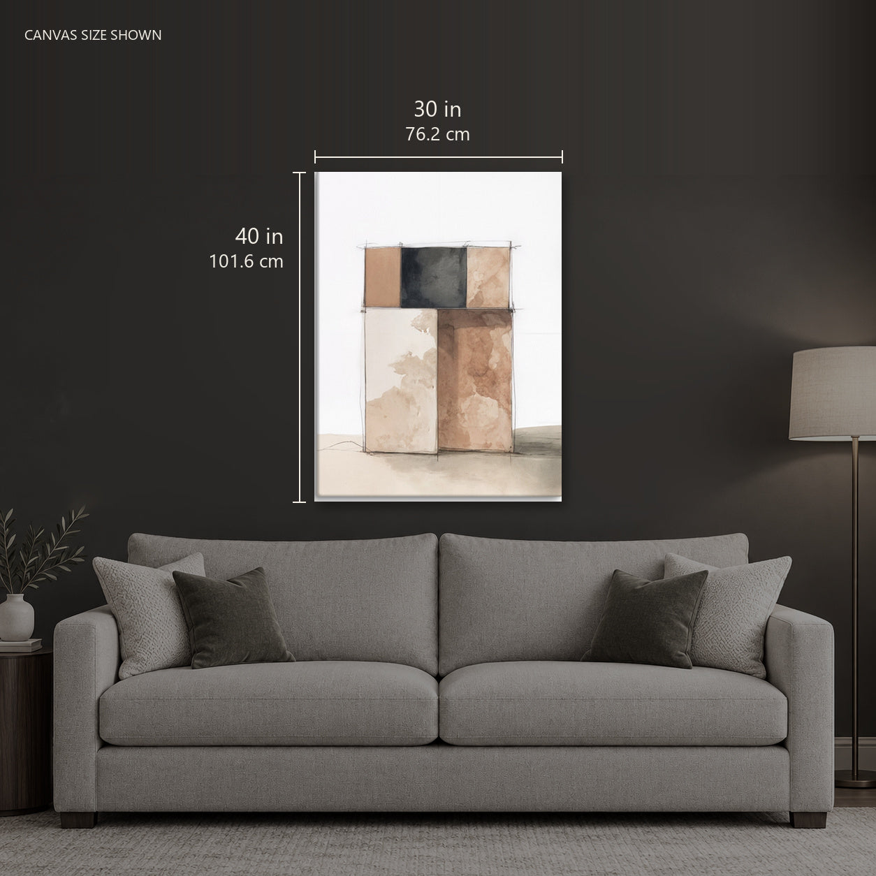 FOUNDATION — Canvas shown: 30 W × 40 H in (76.2 × 101.6 cm). Room reference; other formats and framed outside dimensions differ.