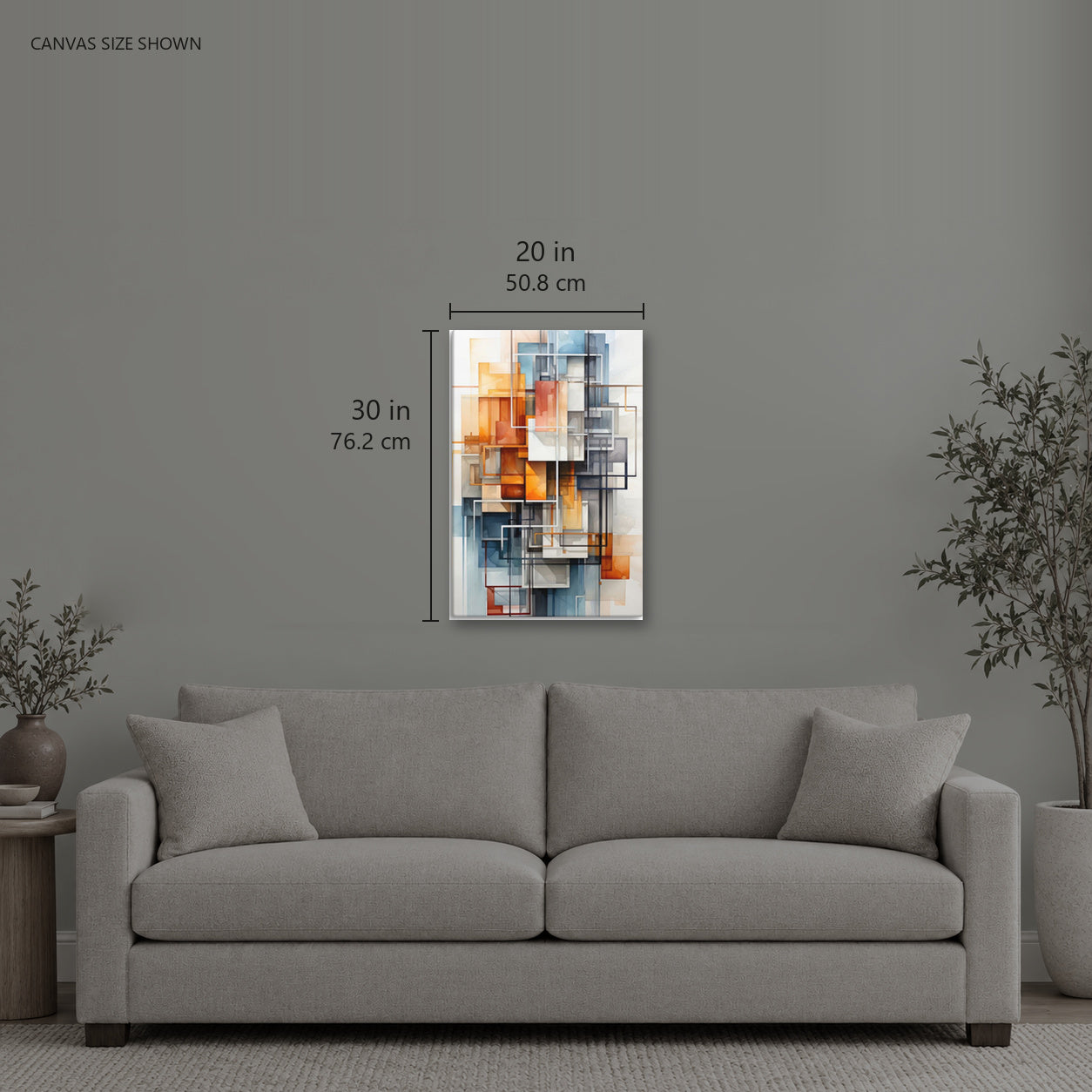 LATTICE — Canvas shown: 20 W × 30 H in (50.8 × 76.2 cm). Room reference; other formats and framed outside dimensions differ.