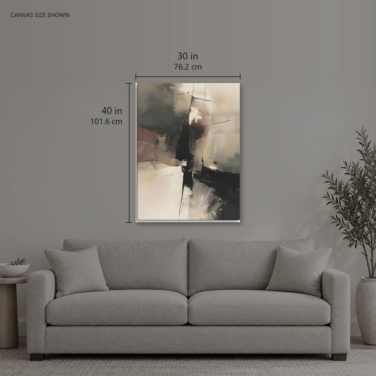 NOCTURN — Canvas shown: 30 W × 40 H in (76.2 × 101.6 cm). Room reference; other formats and framed outside dimensions differ.