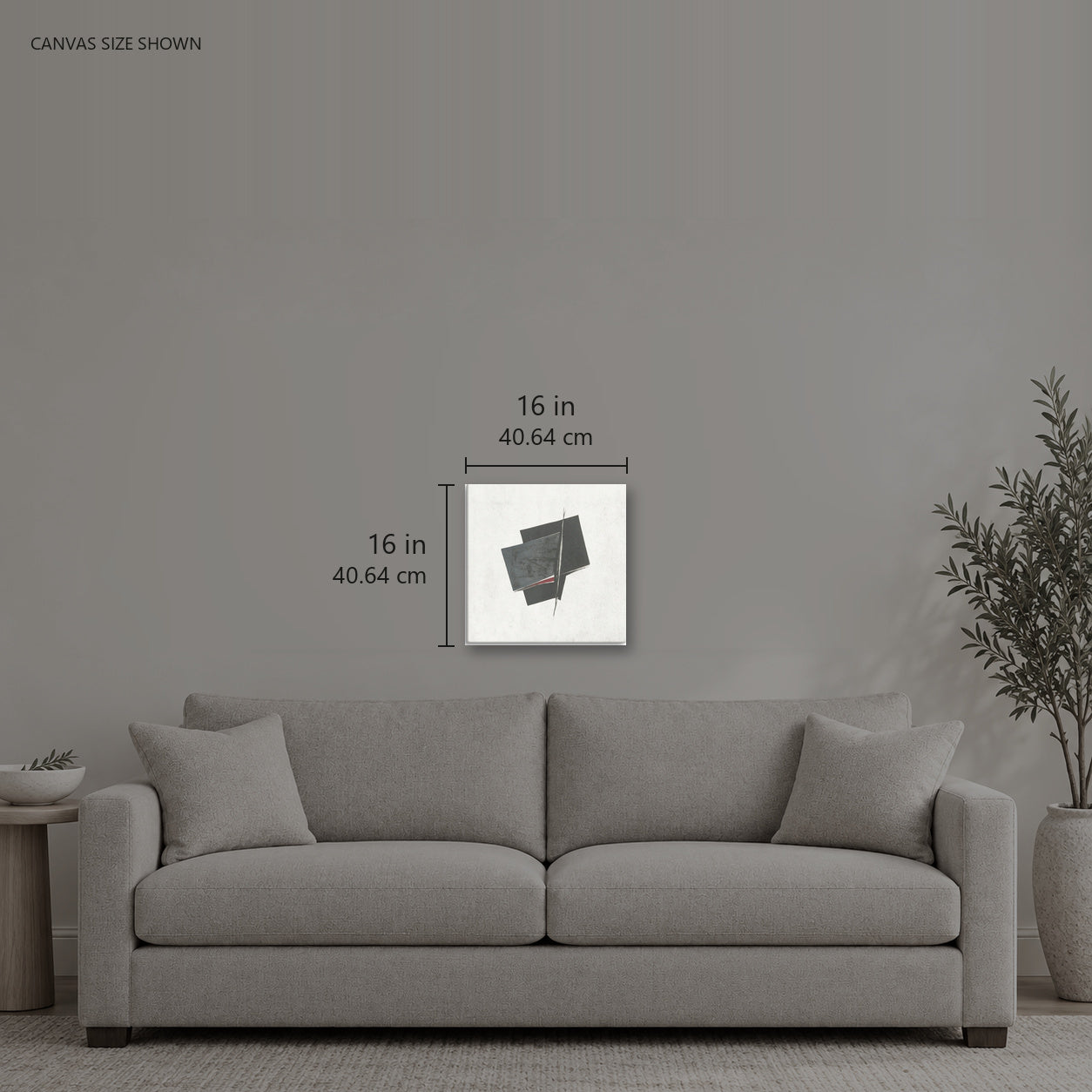 Purse — Canvas shown: 16 W × 16 H in (40.64 × 40.64 cm). Room reference; other formats and framed outside dimensions differ.