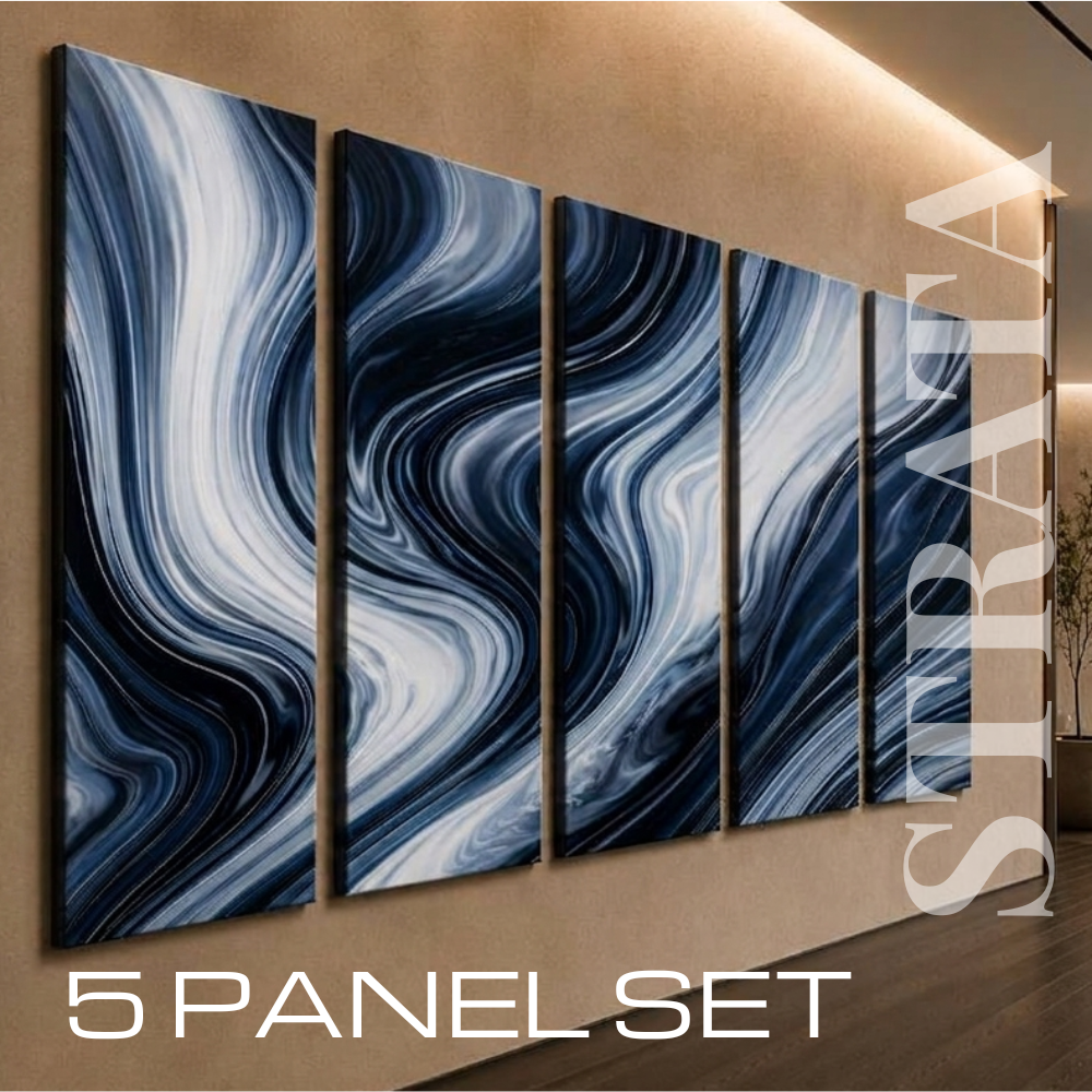 Abstract large 5 piece canvas vivid wall art  by MB Canvas