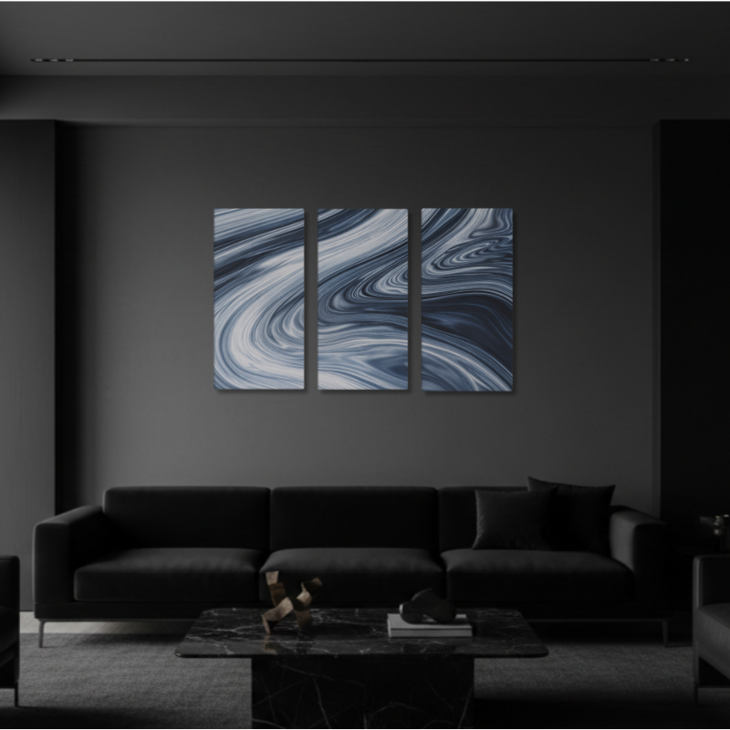Vortex wall art product image as a bundle triptych 4 3-panel signature in 16 x 32 inch large size
