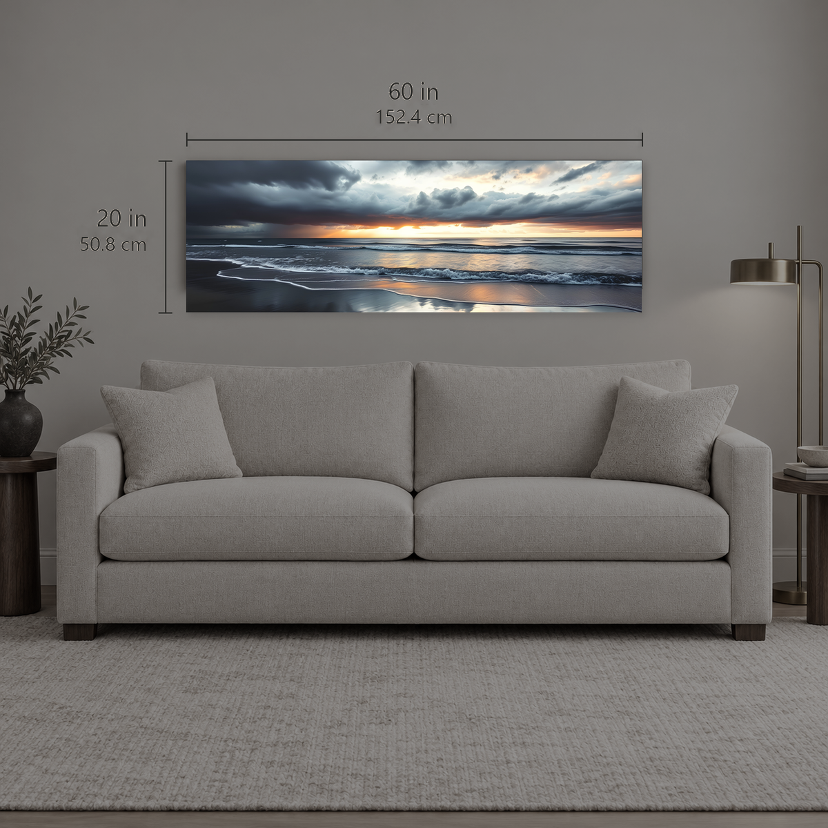 Afterglow 102 | Canvas — size reference, 60 W × 20 H inches — B Quiet
