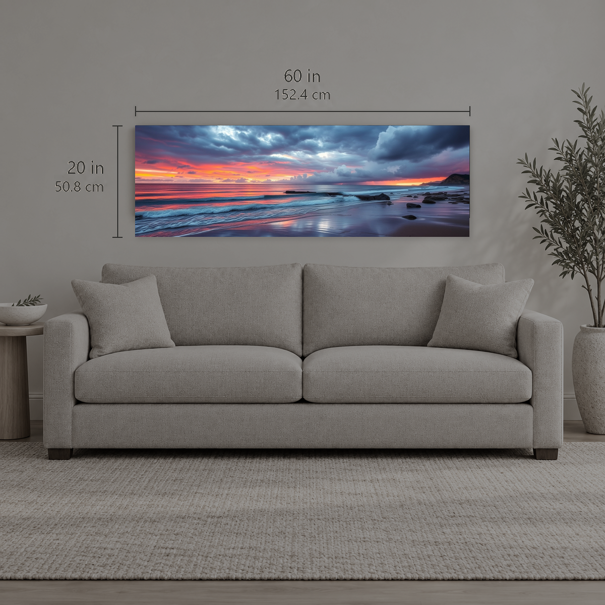 AFTERGLOW 128 | Canvas — size reference, 60 W × 20 H inches — B Quiet