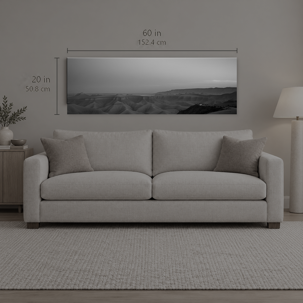 AFTERLIGHT 019 | Canvas — size reference, 60 W × 20 H inches — B Quiet