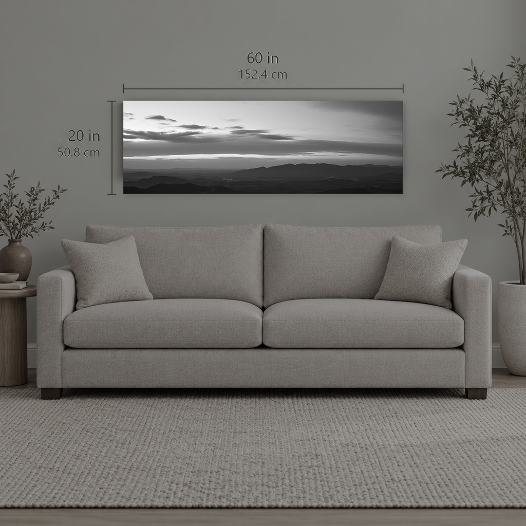 AFTERLIGHT 025 | Canvas — size reference, 60 W × 20 H inches — B Quiet