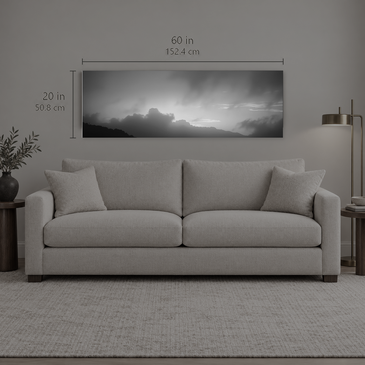 AFTERLIGHT 033 | Canvas — size reference, 60 W × 20 H inches — B Quiet