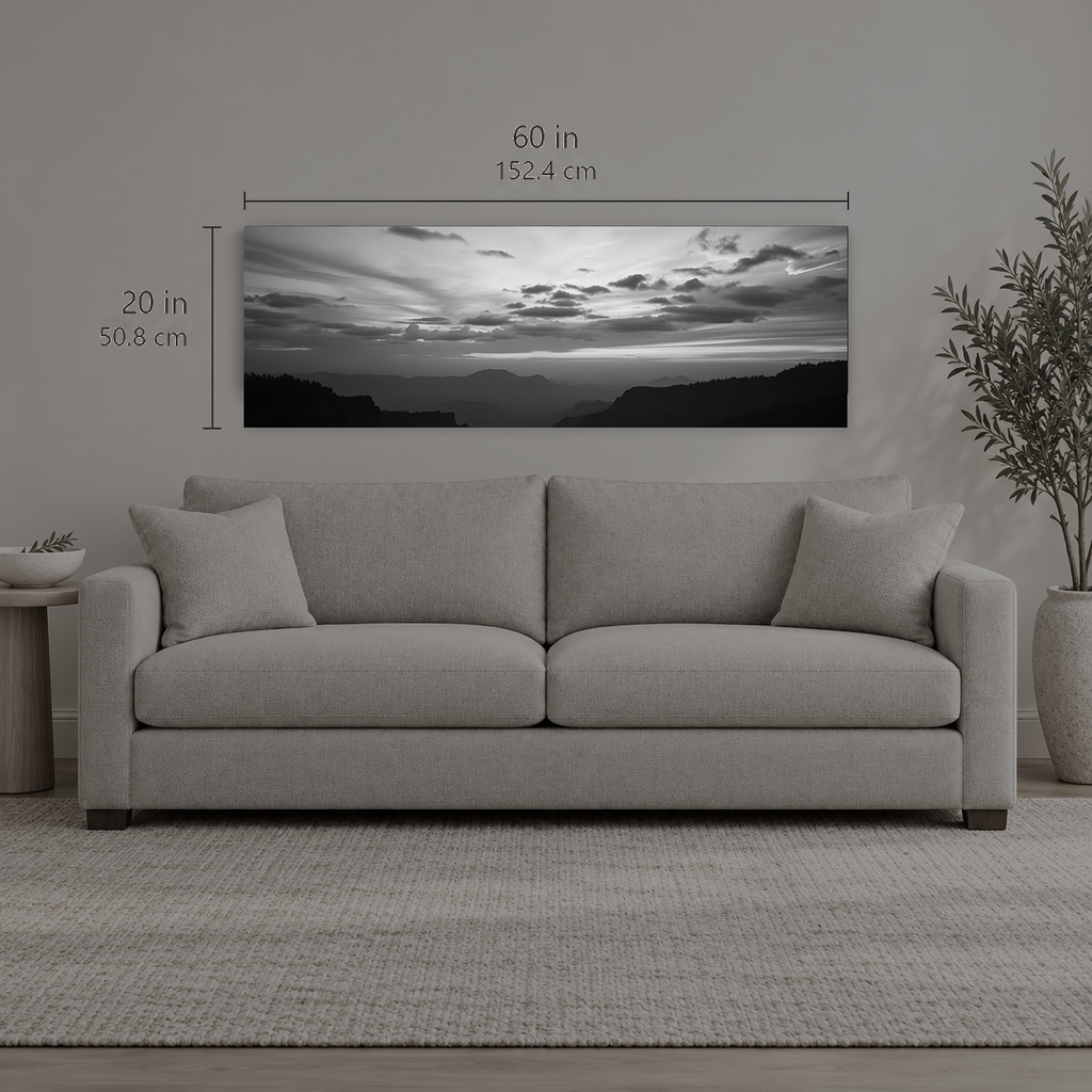 AFTERLIGHT 034 | Canvas — size reference, 60 W × 20 H inches — B Quiet
