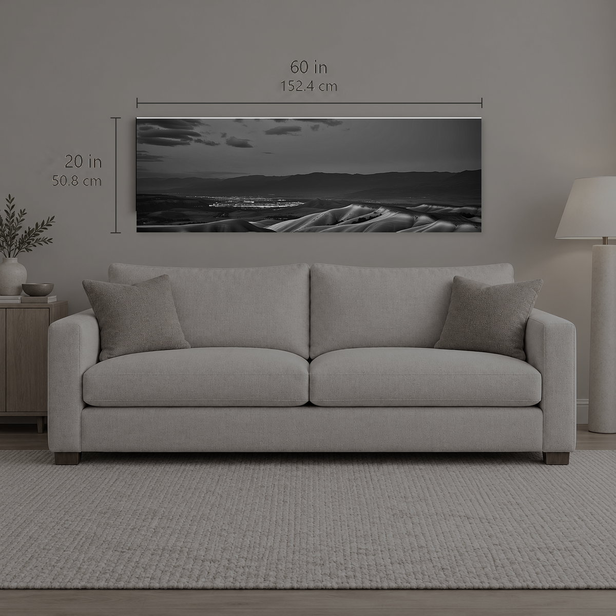 AFTERLIGHT 045 | Canvas — size reference, 60 W × 20 H inches — B Quiet