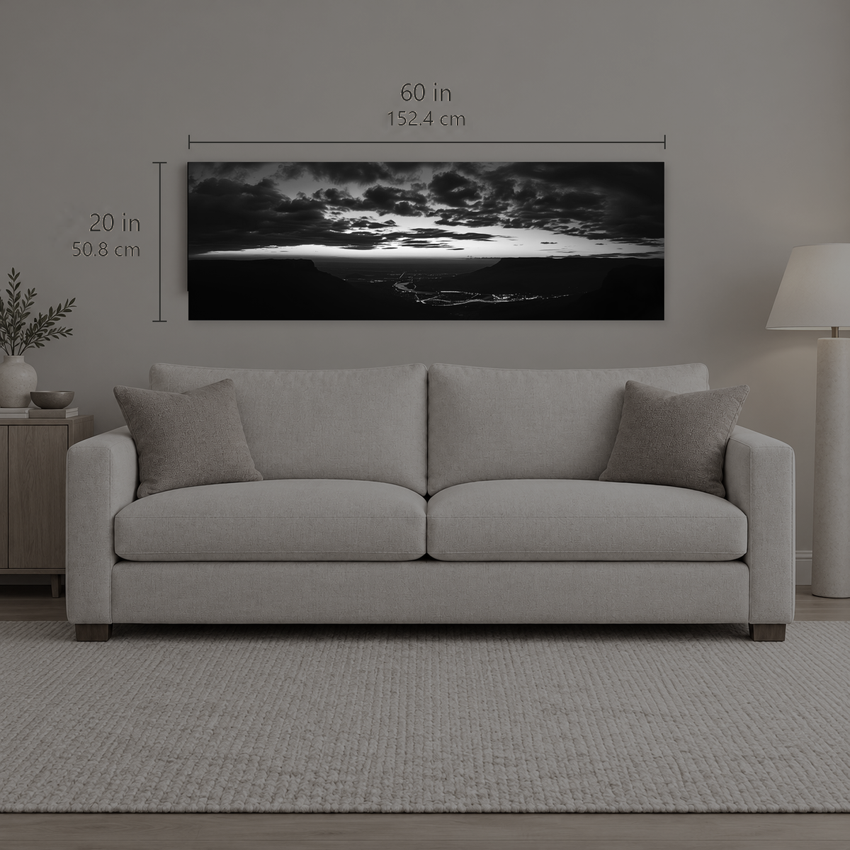 AFTERLIGHT 050 | Canvas — size reference, 60 W × 20 H inches — B Quiet