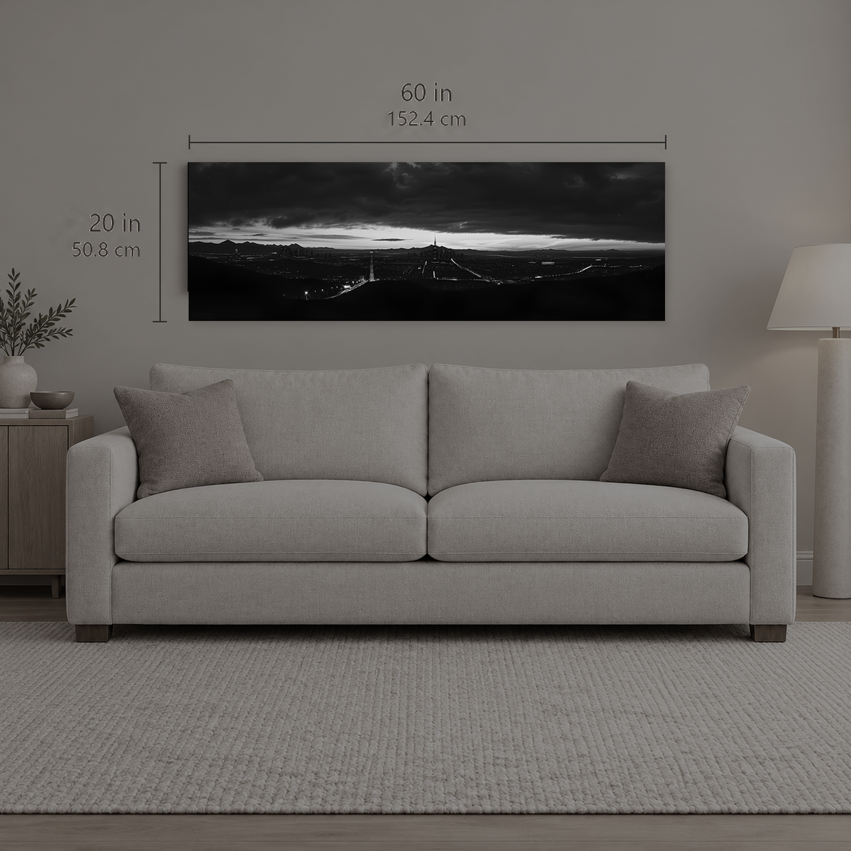 AFTERLIGHT 056 | Canvas — size reference, 60 W × 20 H inches — B Quiet