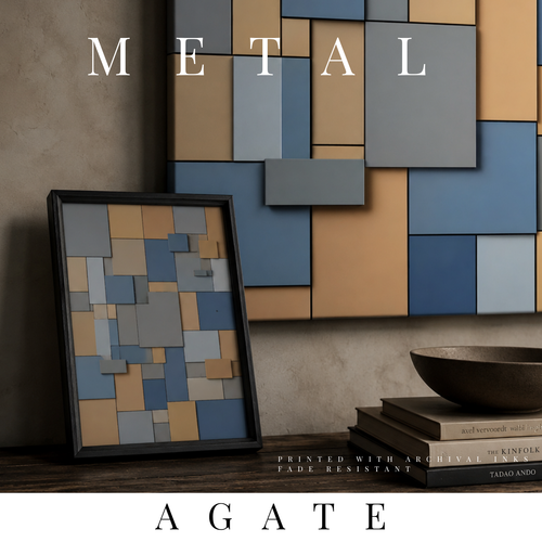 Agate metal print shown in product view in 8 x 10 inch universal size