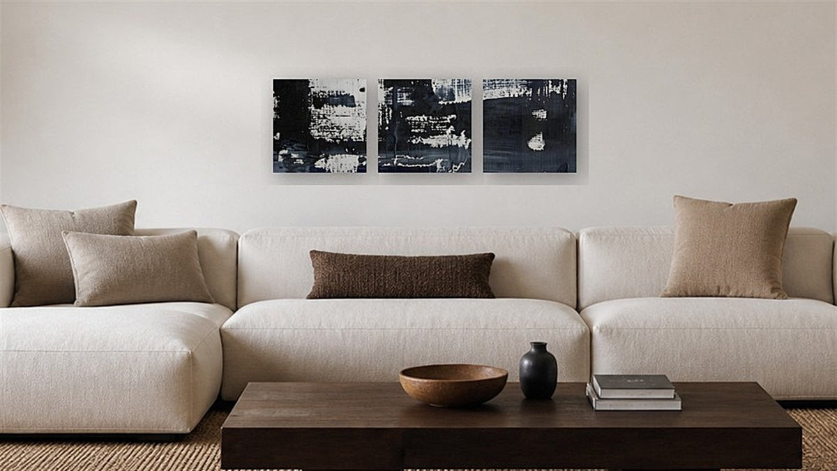 ALDWICH unframed Canvas Triad I–III at 12 by 12 inches per panel