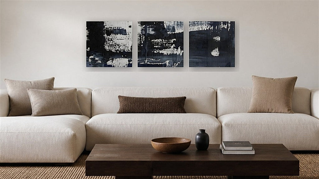 ALDWICH unframed Canvas Triad I–III at 16 by 16 inches per panel