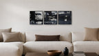 ALDWICH framed paper Triad I–III at 12 by 12 inches per panel