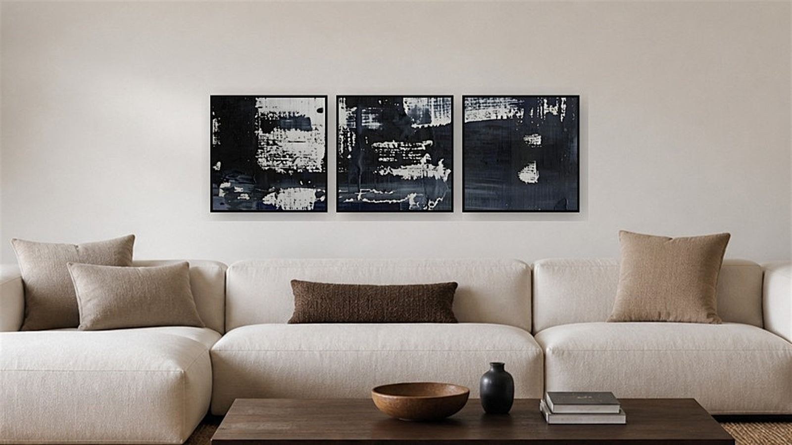 ALDWICH framed paper Triad I–III at 16 by 16 inches per panel