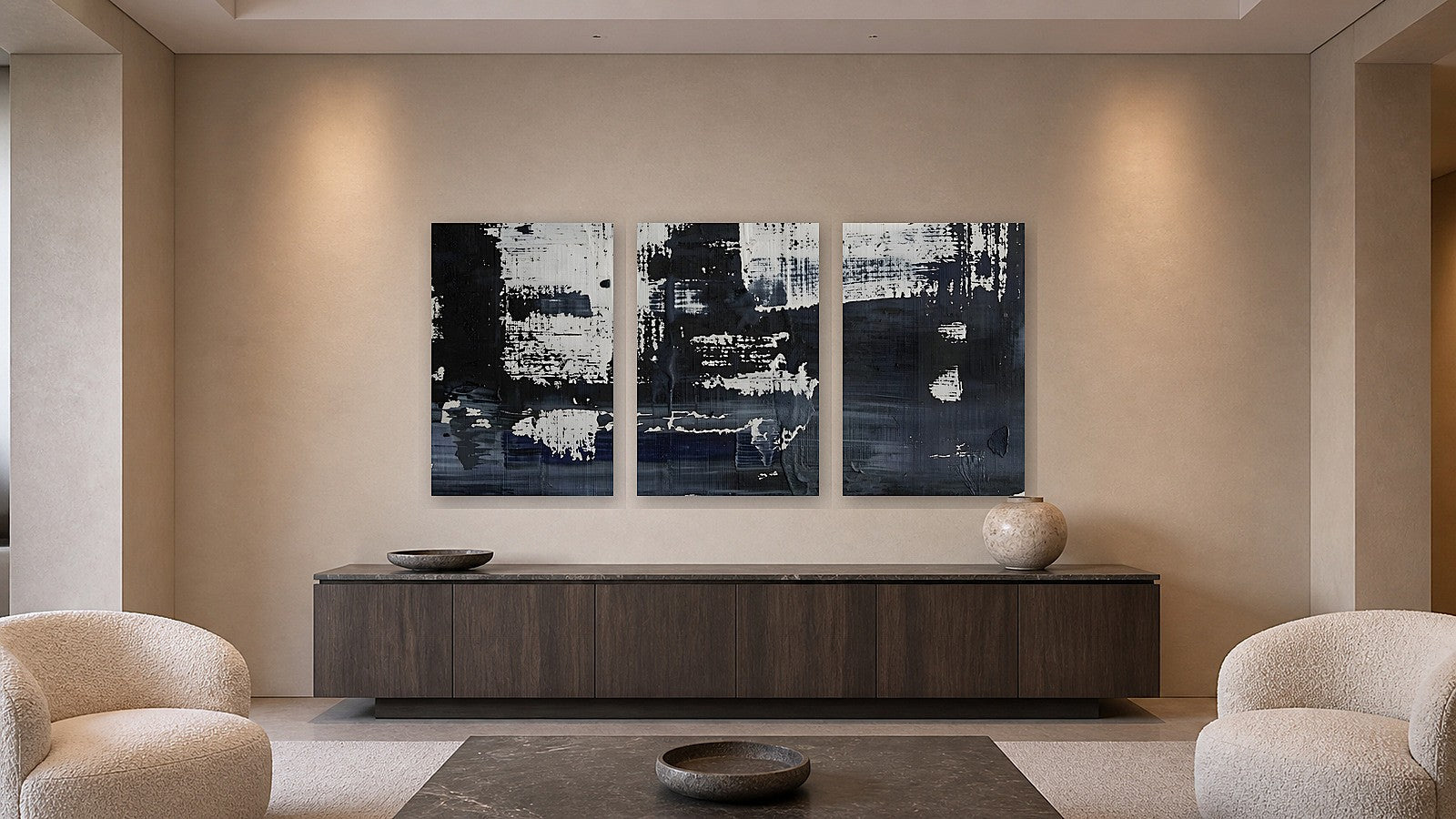 ALDWICH unframed Canvas Triax I–III at 24 by 36 inches per panel