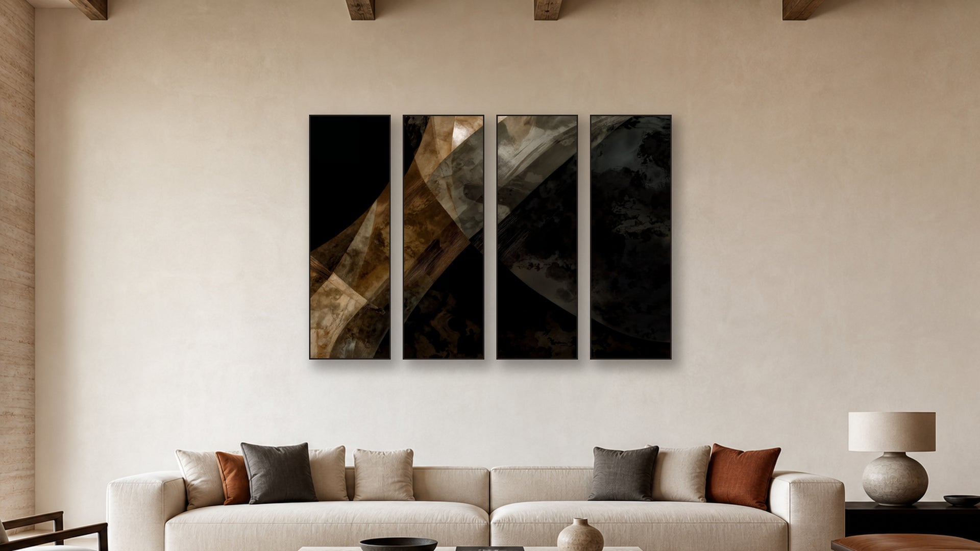 ASHLAR 001 TETRAD 20x60 accurately scaled living-room mockup