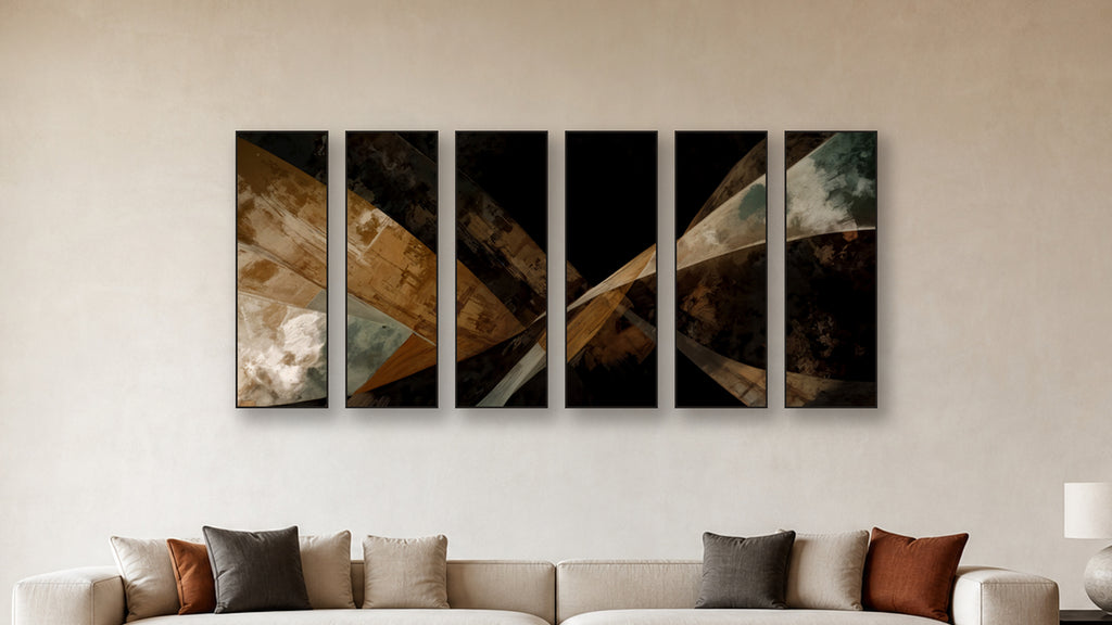 ASHLAR 201 HEXAD 16x48 accurately scaled living-room mockup