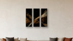 ASHLAR 201 TRIPTYCH 12x36 accurately scaled living-room mockup
