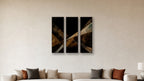 ASHLAR 201 TRIPTYCH 16x48 accurately scaled living-room mockup