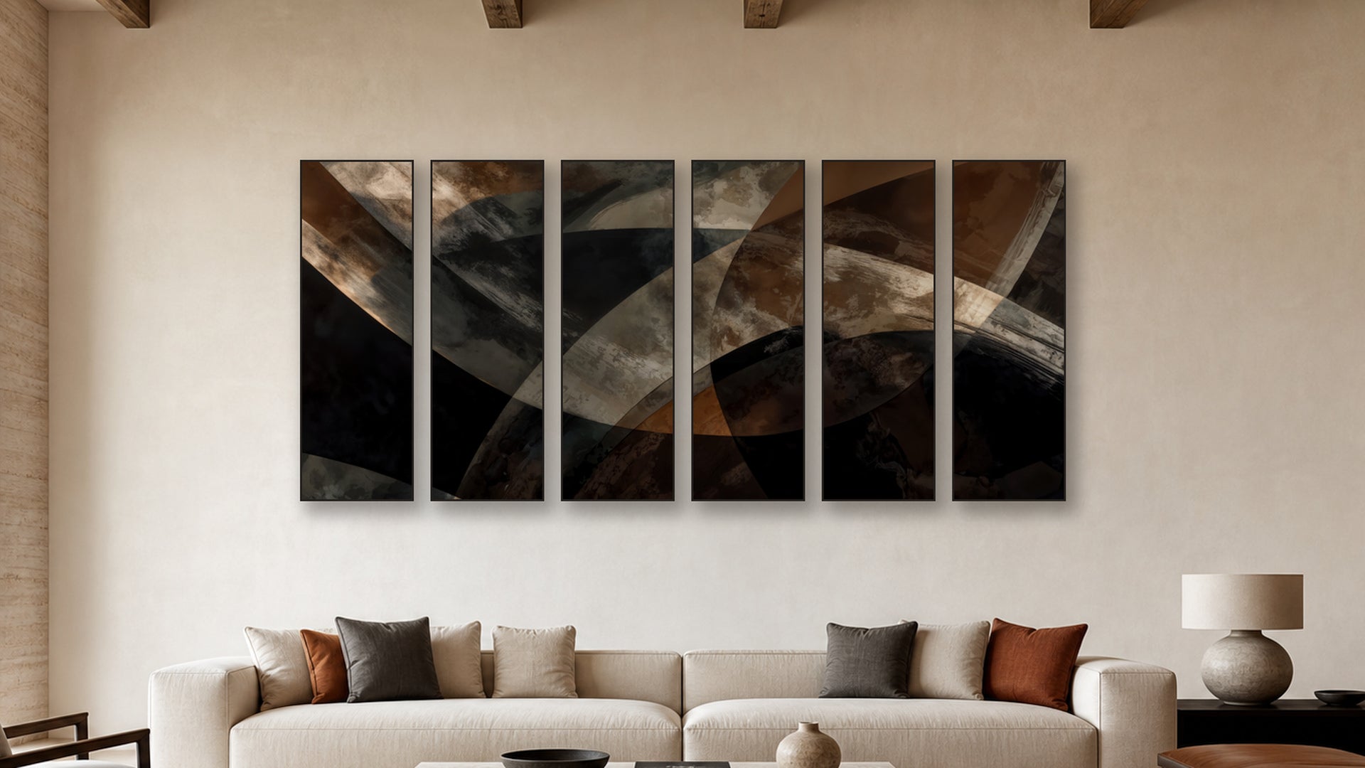 ASHLAR 377 HEXAD 20x60 accurately scaled living-room mockup