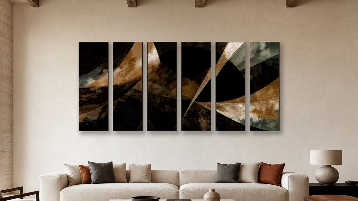 ASHLAR 565 HEXAD 20x60 accurately scaled living-room mockup