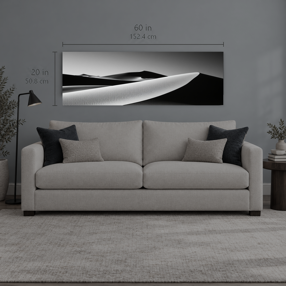 Ash 105 | Canvas — size reference, 60 W × 20 H inches — B Quiet