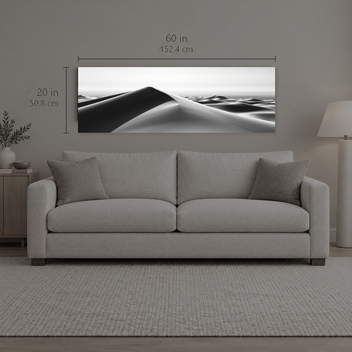 Ash 125 | Canvas — size reference, 60 W × 20 H inches — B Quiet