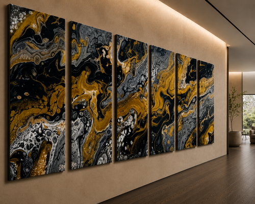 Aurum bundle hexad 6-panel shown in product view in 12 x 36 inch large size