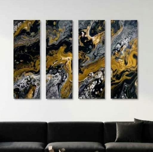 Aurum bundle tetrad 1 4-panel shown in product view in 12 x 36 inch large size