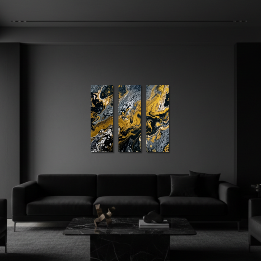 Aurum wall art product image as a bundle triptych 3 3-panel in 16 x 48 inch statement piece