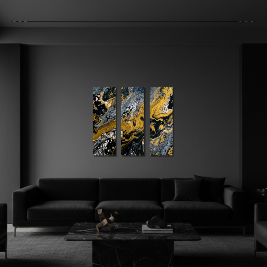 Aurum wall art product image as a bundle triptych 3 3-panel in 16 x 48 inch statement piece