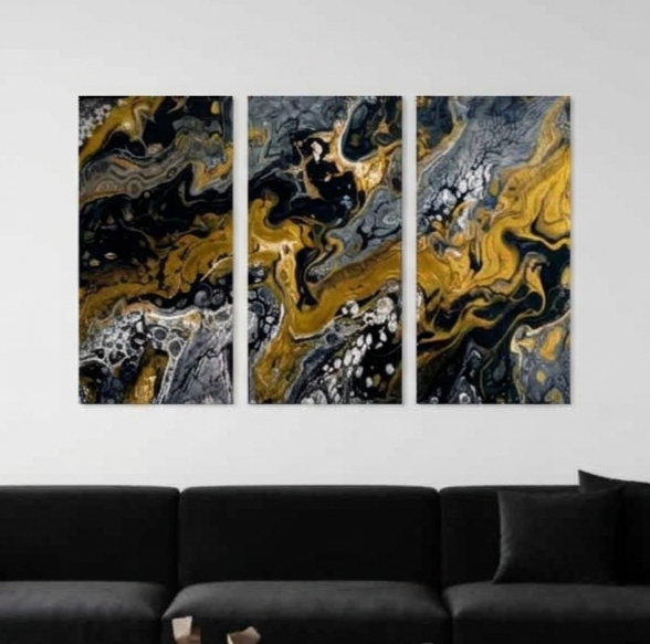 Aurum bundle triptych 5 3-panel shown in product view in 12 x 24 inch universal size