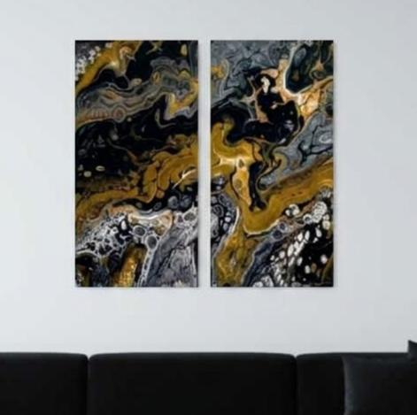Aurum bundle meridian 1 2-panel shown in product view in 12 x 24 inch universal size