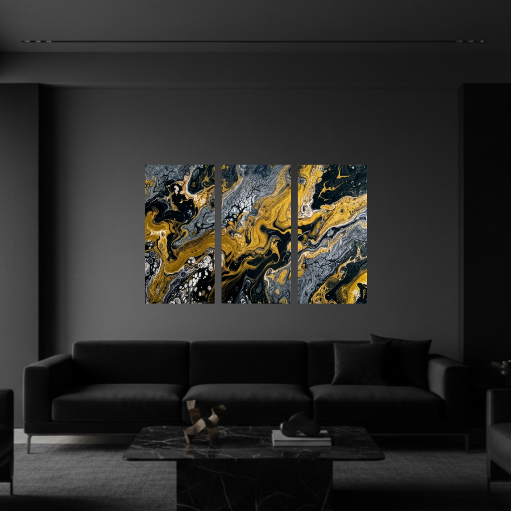 Aurum wall art product image as a bundle triptych 6 3-panel in 16 x 32 inch large size