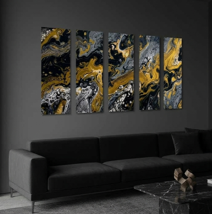 Aurum bundle strata 1 5-panel front-facing product image in 20 x 60 inch statement piece