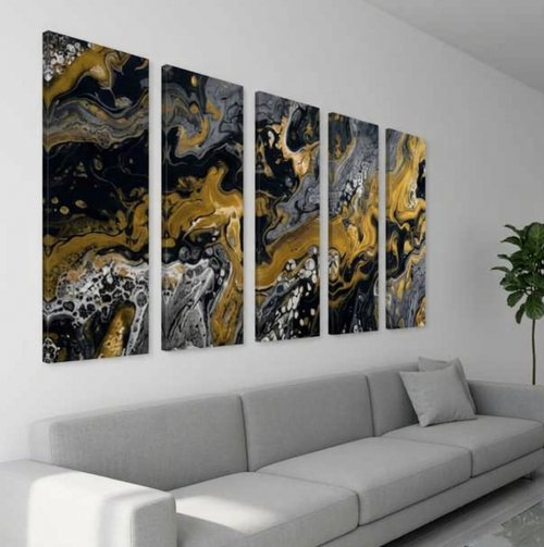 Aurum bundle strata 1 5-panel shown in product view in 12 x 36 inch large size