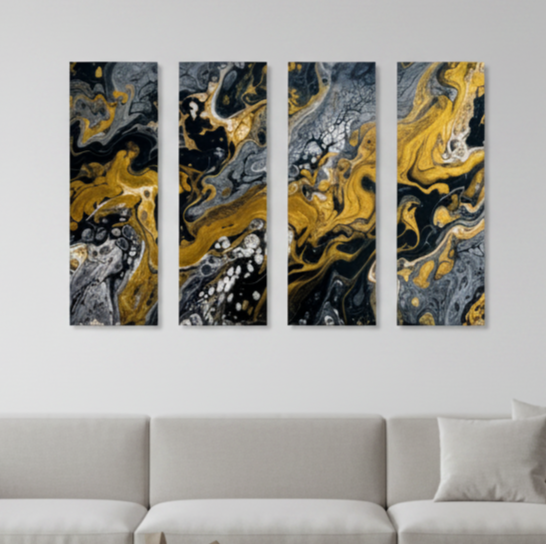 Aurum bundle tetrad 2 4-panel shown in product view in 12 x 36 inch large size