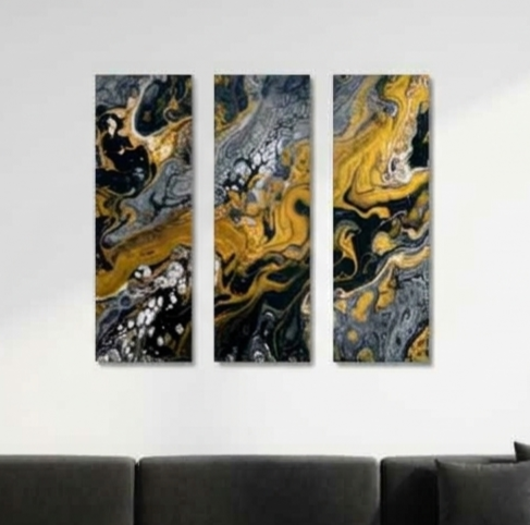 Aurum bundle triptych 3 3-panel shown in product view in 12 x 36 inch large size