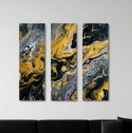 Aurum bundle triptych 4 3-panel shown in product view in 12 x 36 inch large size