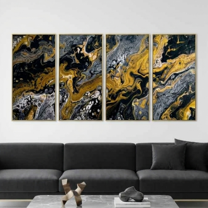 Aurum bundle tetrad 4 4-panel front-facing product image in 20 x 40 inch statement piece