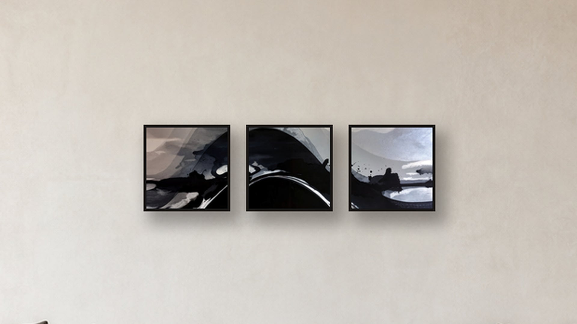 Catalysis Three-Square Display — FRAMED PAPER BLACK 16x16