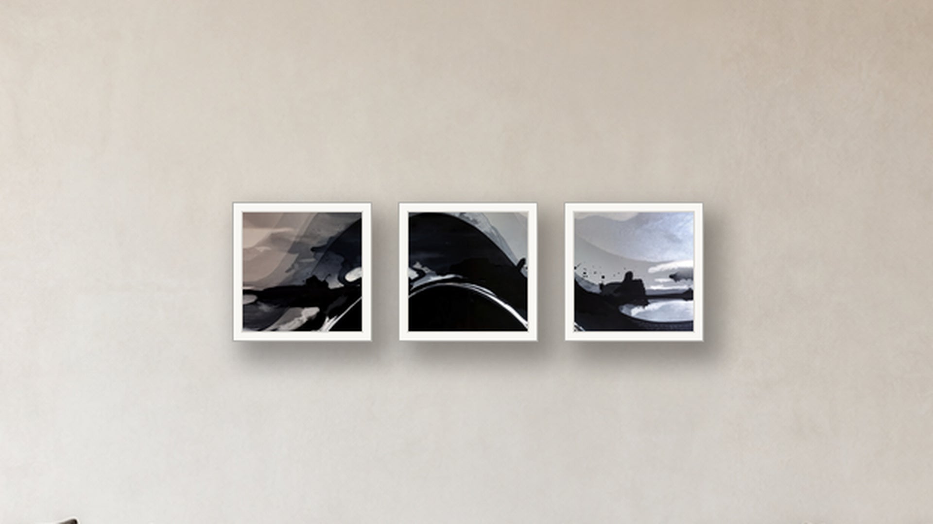 Catalysis Three-Square Display — Framed Paper White 16x16 — corrected white frame