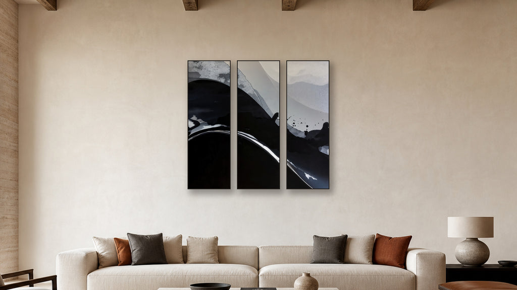 Catalysis TRIPTYCH 20x60 accurately scaled living-room mockup