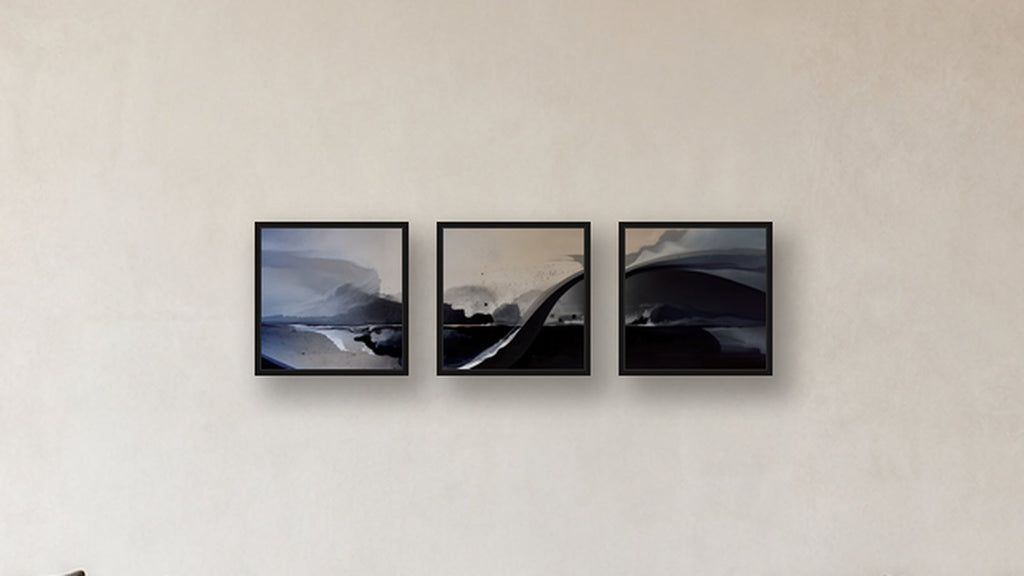 Diffusion Three-Square Display — FRAMED CANVAS BLACK 16x16
