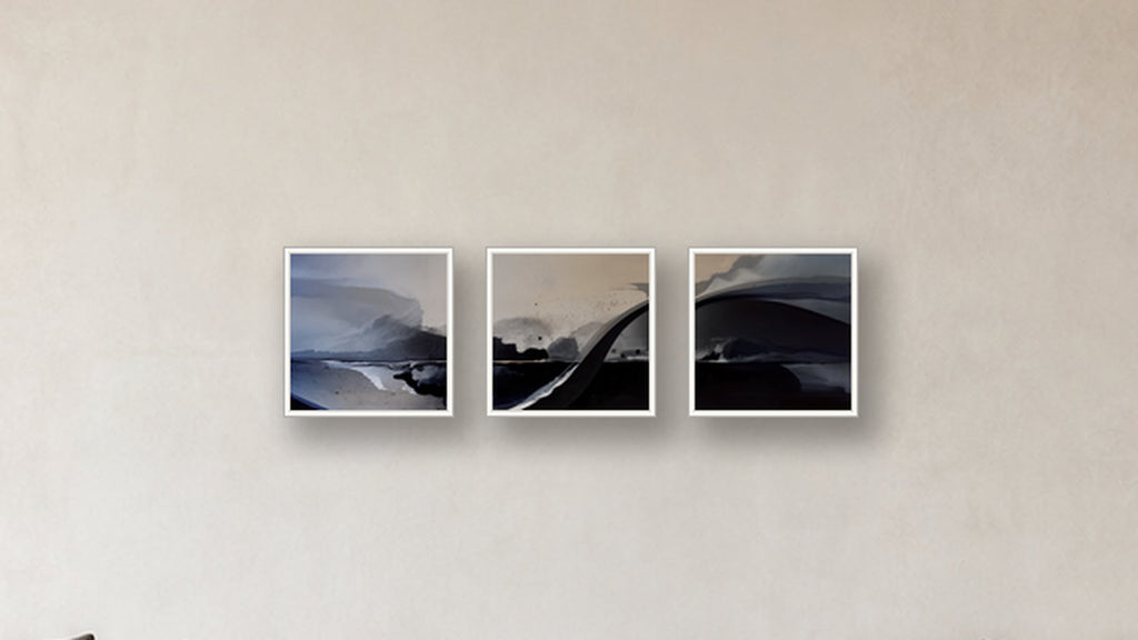 Diffusion Three-Square Display — FRAMED CANVAS WHITE 16x16